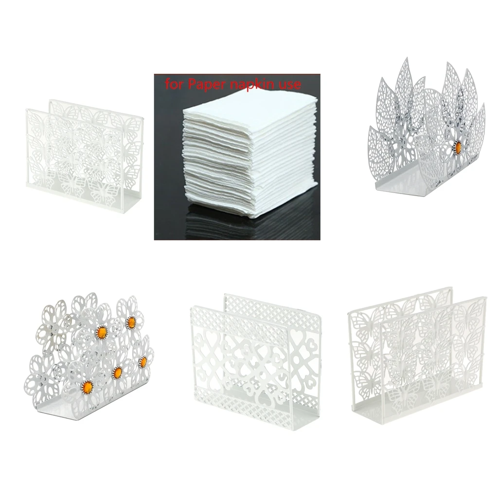 Hollow Out Design Stainless Steel Napkin Holder Paper Dispenser Tissue Rack for Wedding Party Dining Table Decoration