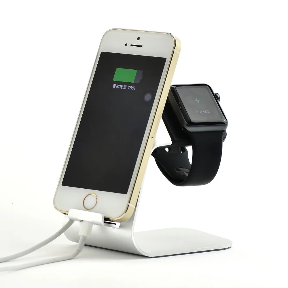 

2 In 1 Aluminium Cell Phone Watch Stand Charging Dock Holder for Apple Watch Iwatch I Iphone X 8 7 6 6S Charger Support Stand