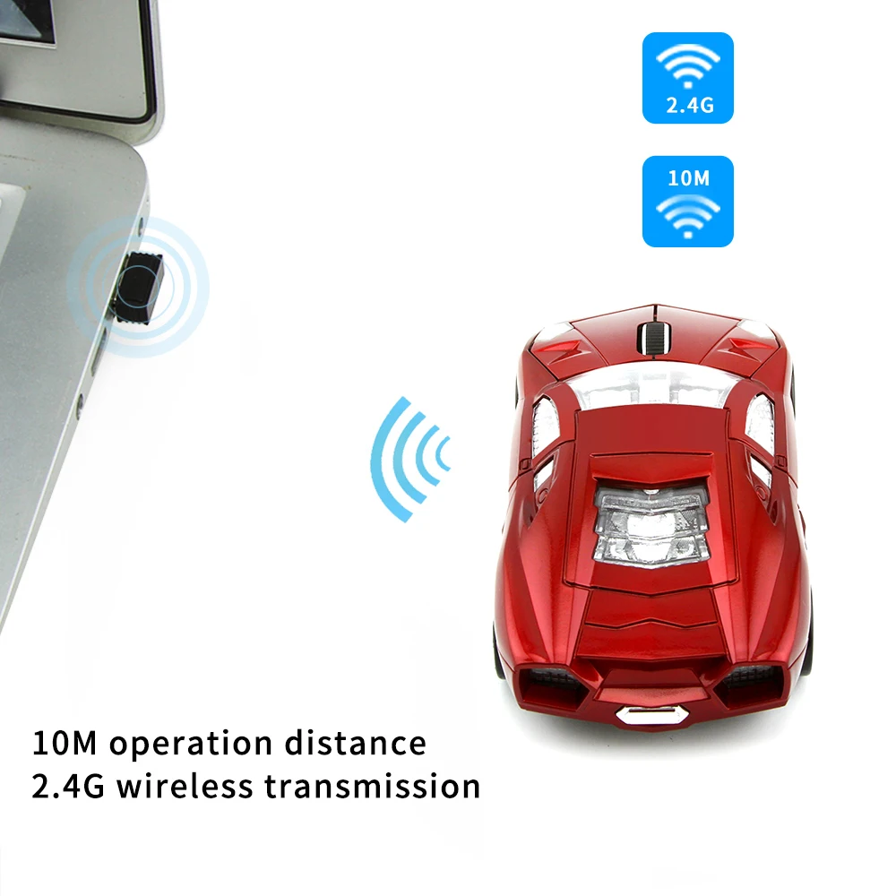 CHUYI спортивный автомобиль в форме мыши 2.4g беспроводное устройство оптическая игровая мышь с светодио дный светодиодный мигающий свет Mause
