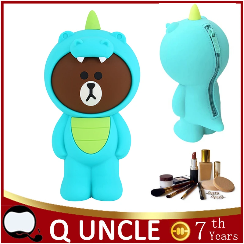 

Pencil Case 3D Silicone Cartoon Storage Box Cute with Back Zipper Portable Hand-held Wallet Stationery Box Cosmetic Bag