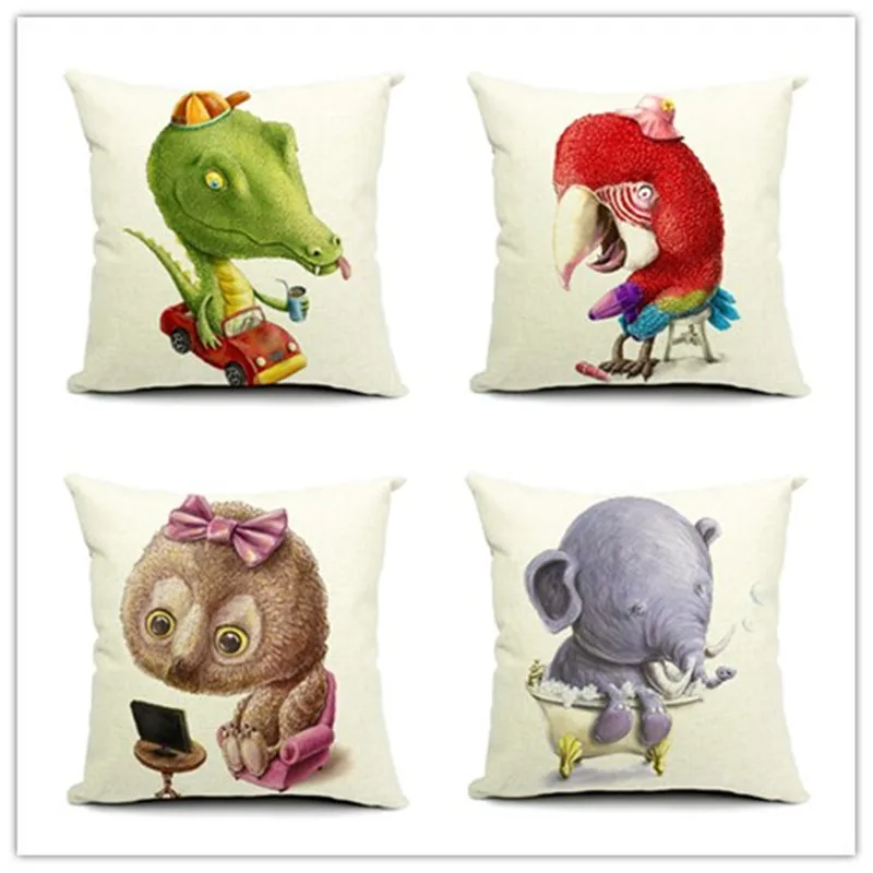 

Popular Cartoon Animal Style Lovely Pattern Printed Pillow Bed Sofa Home Decorative Throw Pillow Fundas Para Almofadas Cojines