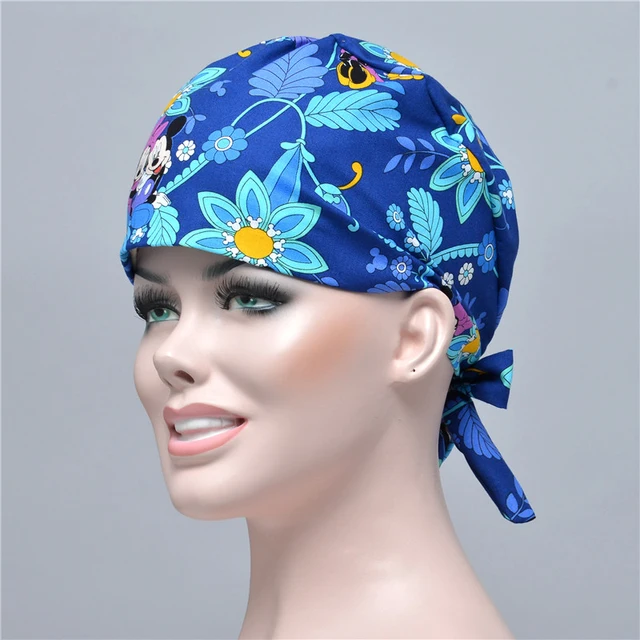 7 Colors Floral Printed Cute Scrub Caps High Quality Gourd Hats Clinic