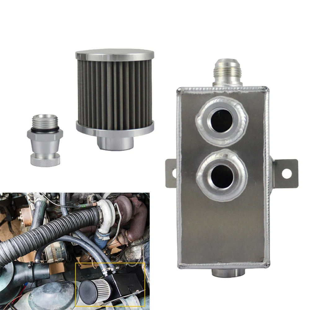 Aluminum Baffled Oil Catch Can Tank Reservoir Breather With Fittings Handy
