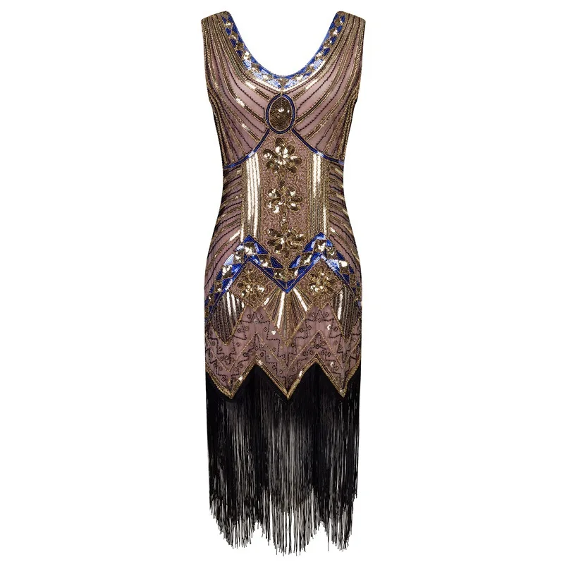 Винтажное платье 1920 s Great Gatsby арт-деко в бусинах и пайетках вечерние платья