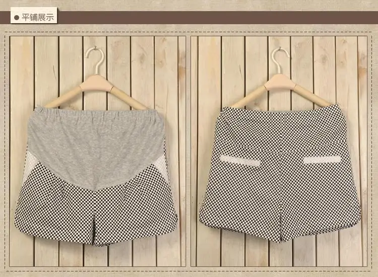 Summer Black White Plaid Pregnant Shorts Elastic Waist Maternity Shorts Pants For Pregnancy