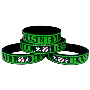 

300PCS Black green Baseball wristband silicone bracelets free shipping by FEDEX