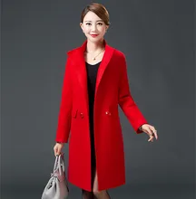 Ms Spring and Autumn Long section Europe and the United States Long section Solid color Hairy jacket