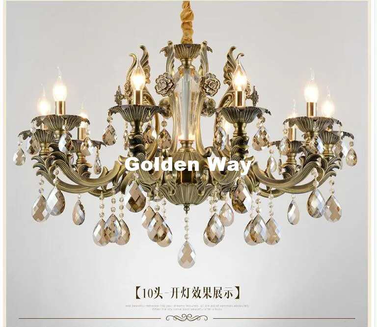 Zinc Alloy Brass Color Alloy Lustres Hot Chandelier Crystal Vintage