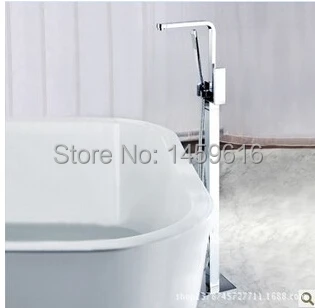 

Modern Square Floor Mount Clawfoot Bath Tub Filter Faucet with Hand Shower Head W6025 880