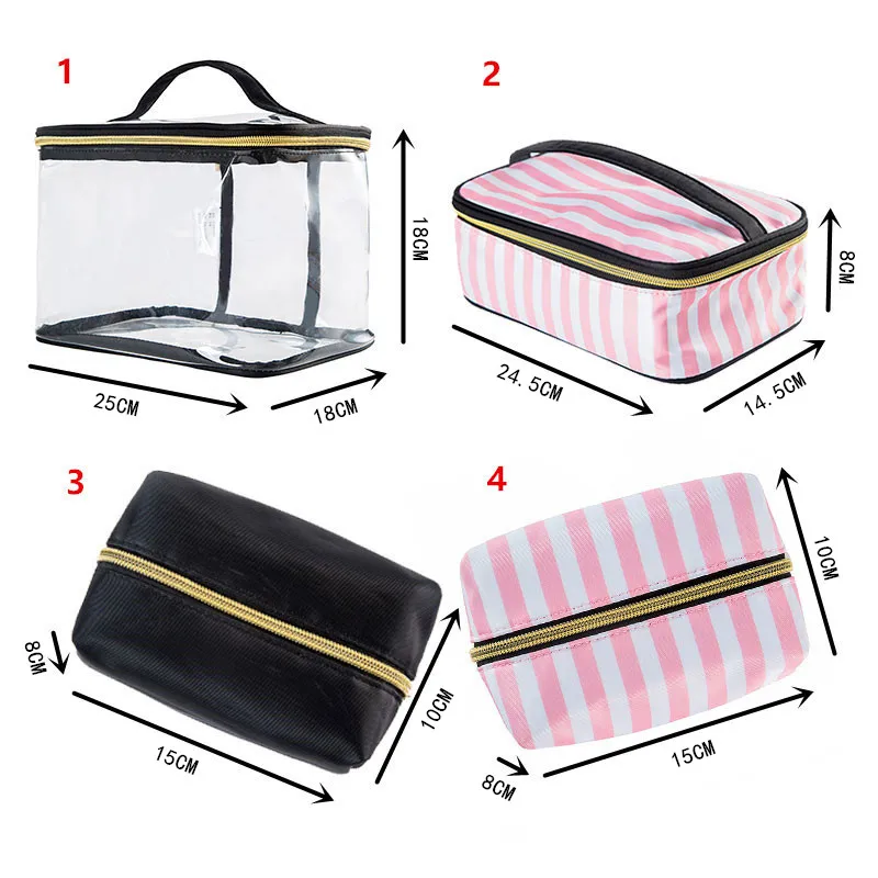 Billige PVC Transparent Kosmetik Tasche Organizer Reise Kulturbeutel Set Rosa Schönheit Fall Make Up Fall Kosmetikerin Eitelkeit Necessaire Reise