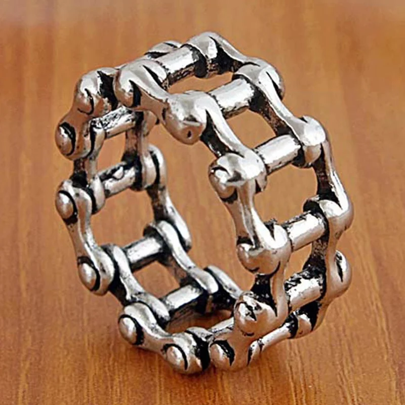 

New Creative Fashion Stainless Steel Retro Men's Ring Punk Locomotive Chain Ring Jewelry Accessories