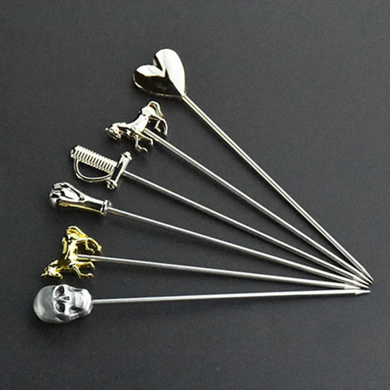 

QuickDone 6PCS/LOT Stainless Steel Fruit Drink Sticks Cocktail Pick Fruit Sticks Bar Tools Stirring Sticks Martini Picks KC1599