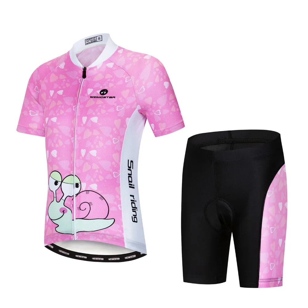 Дети велосипед Костюмы Лето Велоспорт трикотаж комплекты шорты гель мягкий дышащий быстросохнущая мальчик девочка малыш Велоспорт костюмы розовый кот