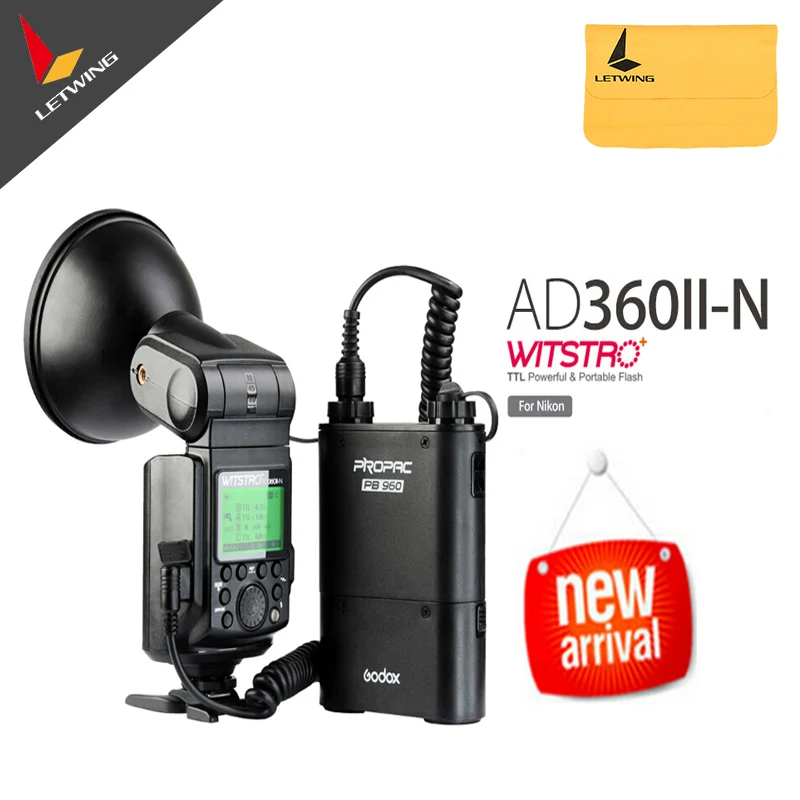 

Free DHL !Godox Witstro AD-360 /AD360 II AD360II-N TTL On/Off-Camera Flash Speedlite+PB960 Battery Pack for Nikon DSLR Cameras