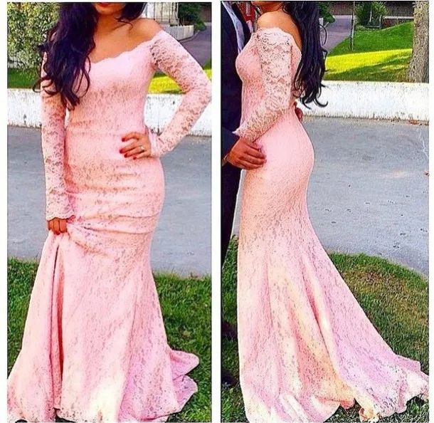 Long Sleeve Lace Prom Dresses