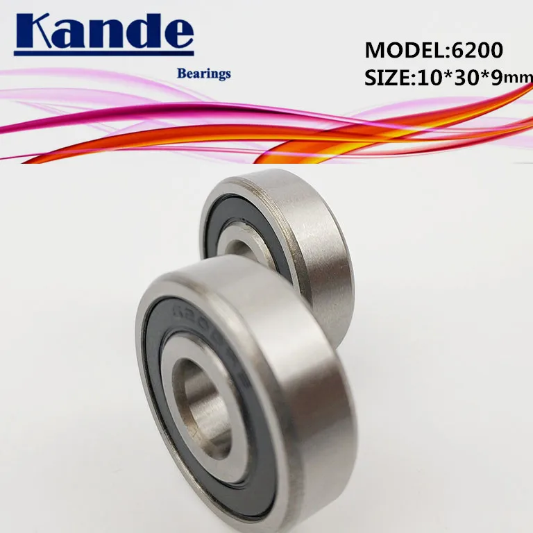 Kande 6200RS 10 шт. ABEC-5 6200 2RS Однорядный глубокий шаровой подшипник 10x30x9 мм 6200RZ