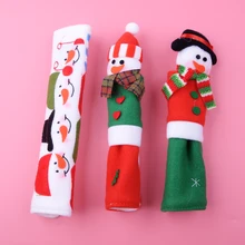 LETAOSK 3 piezas Santa de la Navidad de microondas Puerta de muñeco de nieve de Navidad refrigerador cubierta de la manija de electrodomésticos de cocina Decoración