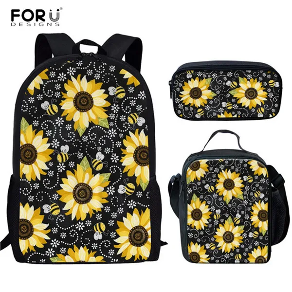 FORUDESIGNS Sunflower Floral 3D Print Fashion School Bags Teen Girls Durable Shoulder Backpacks Laptop Bagpack for Kids Daypacks - Цвет: HXA604CGK