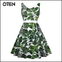 OTEN-Women-Summer-2018-Sleeveless-Flower-Leaf-Printed-Audrey-Hepburn-Style-50s-60s-Vintage-retro-Rockabilly