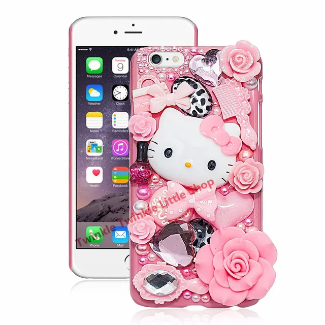 Cute Hello Kitty Crystal Pearl 3D Case For iPhone Hard Cute Hello Kitty Crystal Pearl 3D Case For iPhone Hard
