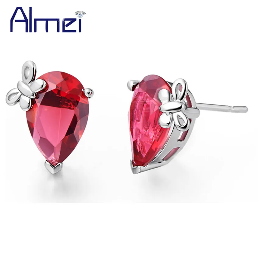 

2016 Hot Sale Earrings Jewelry,Butterfly with Micro Pave Crystal Earring Purple/Red Stone Earings for Wedding casamento R206