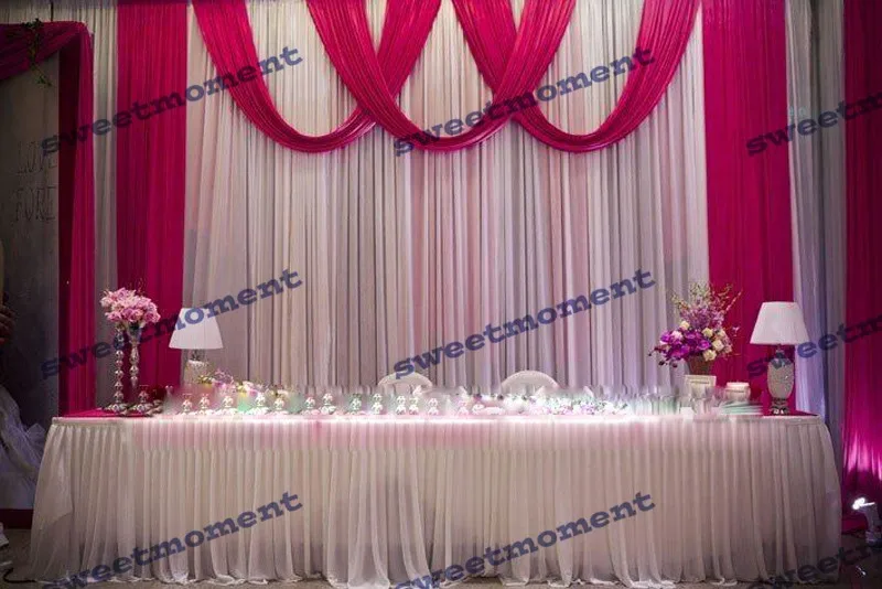 Superdeal-3m-3m-red-and-white-classical-collocation-wedding-backdrops-and-table-skirts-wedding-accessory copy