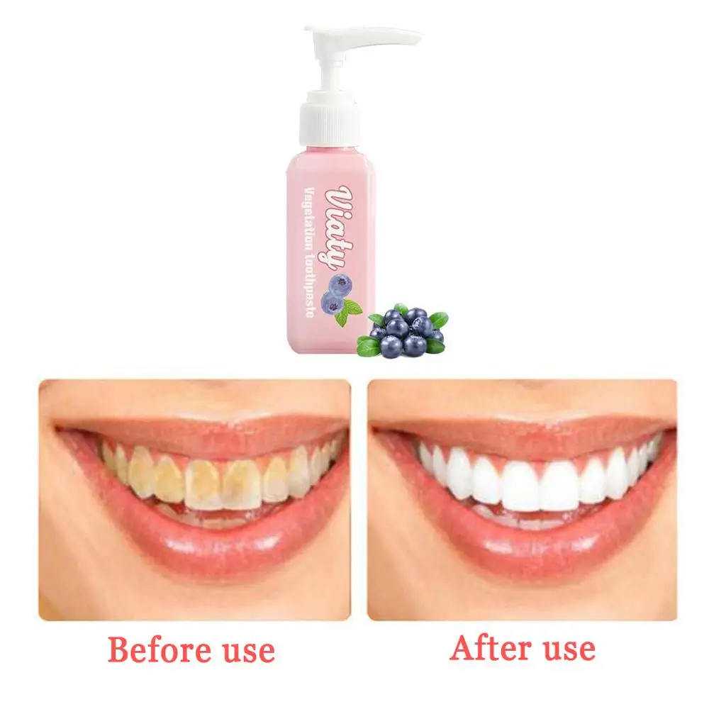 

100ml/60ml Viaty Baking soda Push Type Blueberry Vegetation Toothpaste Tooth Whitening Health Beauty Teeth Beauty