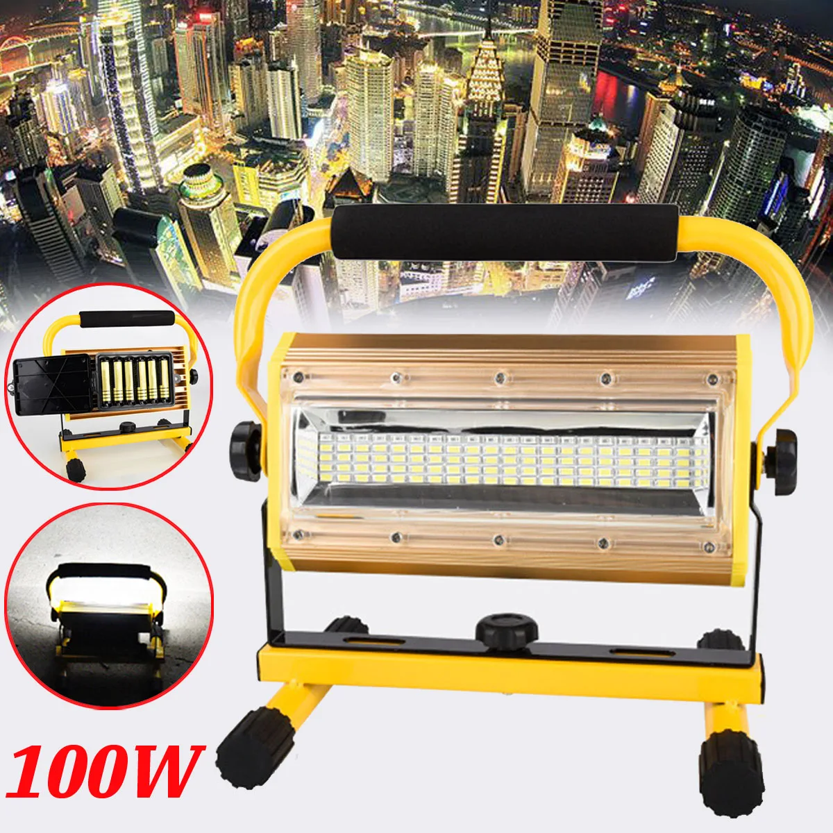 

100W Portable Flood Light Powerful Waterproof Rechargeable LED Tactical Camping Fishing Working Torch Flash Lamp Flashlight