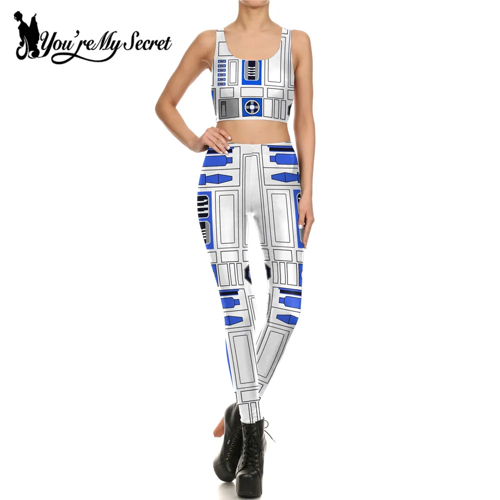 

[You're My Secret] One Set of Star Wars Cosplay Costume for Women Artoo 2.0 Printed Leggings Movie Robot Mujer Leggins Suit