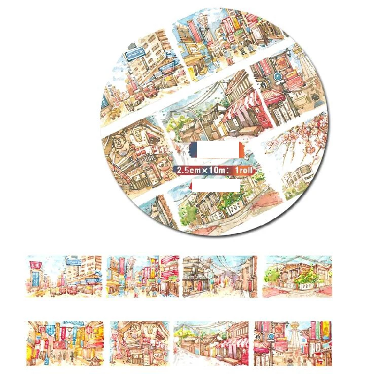 

2.5cm*10m New Beautiful Dreamlike Streetscape Decoration Original Washi Tape DIY Planner Diary Scrapbooking Masking Tape Escolar