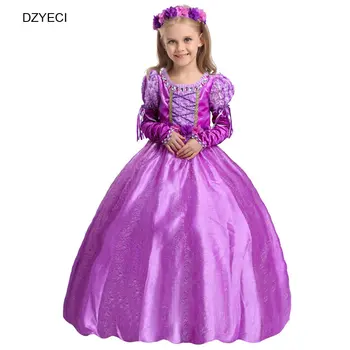 

DZYECI Rapunzel Dress For Baby Girl Prom Costume Christmas Sofia Princess Maxi Frock Carnaval Kid Up Pageant Deguisement Elza 9T
