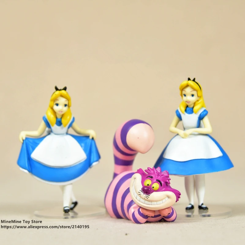 

ZXZ Alice in Wonderland 3pcs/set 7-9cm Action Figure Anime Mini Decoration PVC Collection Figurine Toy model for children