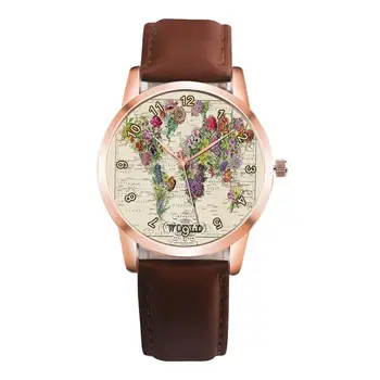 

Vintage Flower Grass Map Watch Analog Display Kids Children Quartz Wrist Watch