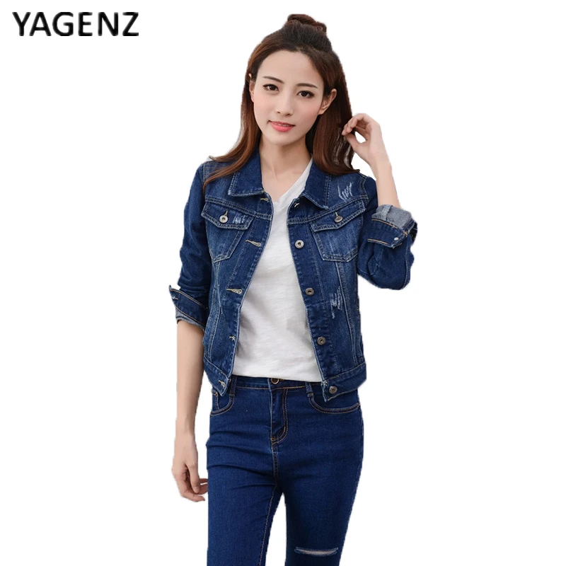 YAGENZ Spring Women Denim Jacket Coat 2017 Autumn Casual