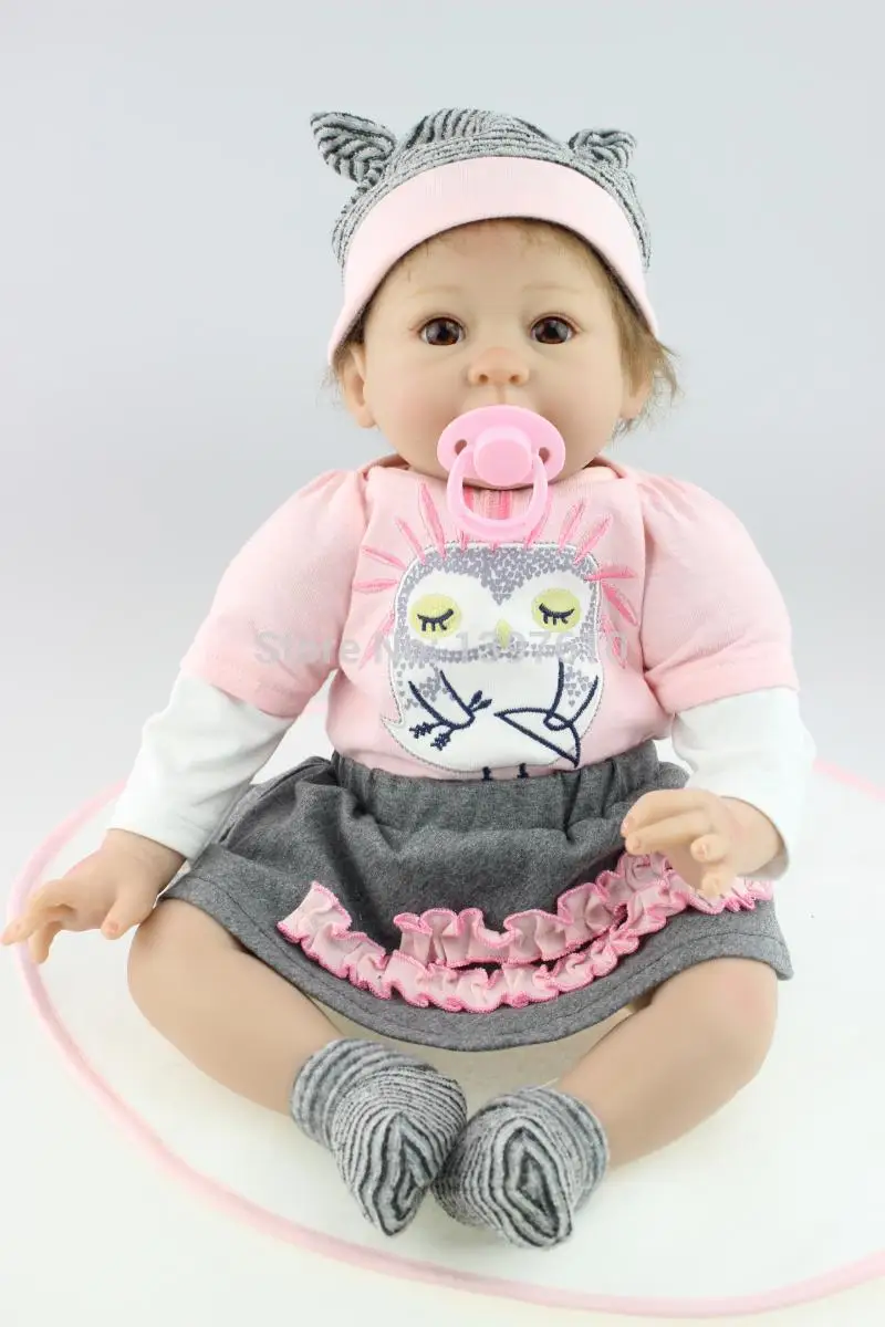 Cute Reborn Babies Doll 22 Inch/55cm Fashion Soft Silicone Newborn Baby Dolls Lifelike Baby Alive Doll Kids Birthday Xmas Gift