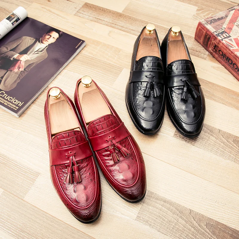 mens tassel shoes leather italian formal snake fish skin dress office footwear luxury brand fashion elegant oxford shoes for men (38)