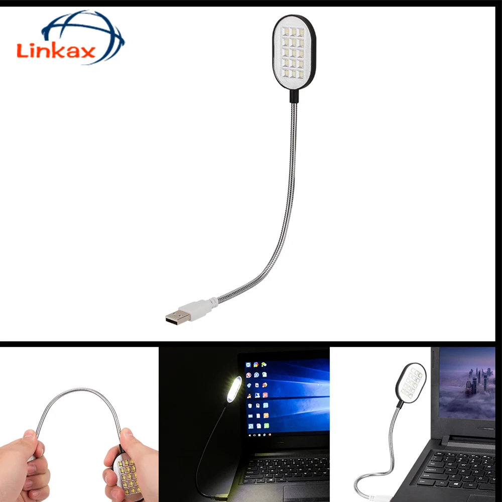 

New Energy Saving Metal Mini USB LED Light Lamp 15LEDs Flexible USB Plug Night Light For Notebook Laptop PC Computer Power Bank