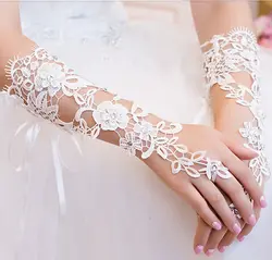Горячая продажа свадебные перчатки Новые митенки для невесты с кружевная Апликация модное свадебное платье элегантные свадебные