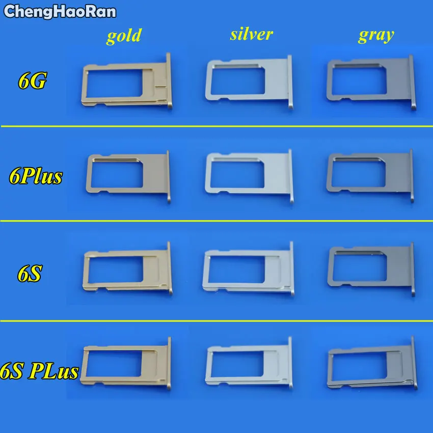 

ChengHaoRan 1Piece Sim Card Tray For Apple For iPhone 6 6G 6S 6Plus 6S Plus Grey Silver Gold Sim Tray Reader Holder Repair Parts