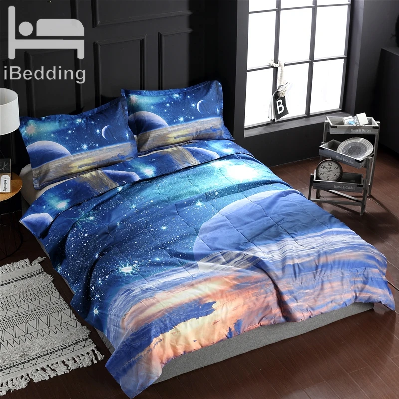 

Planet Galaxy 3D Printed Quilts Set 1pc Quilt and 2pcs Pillow sham
