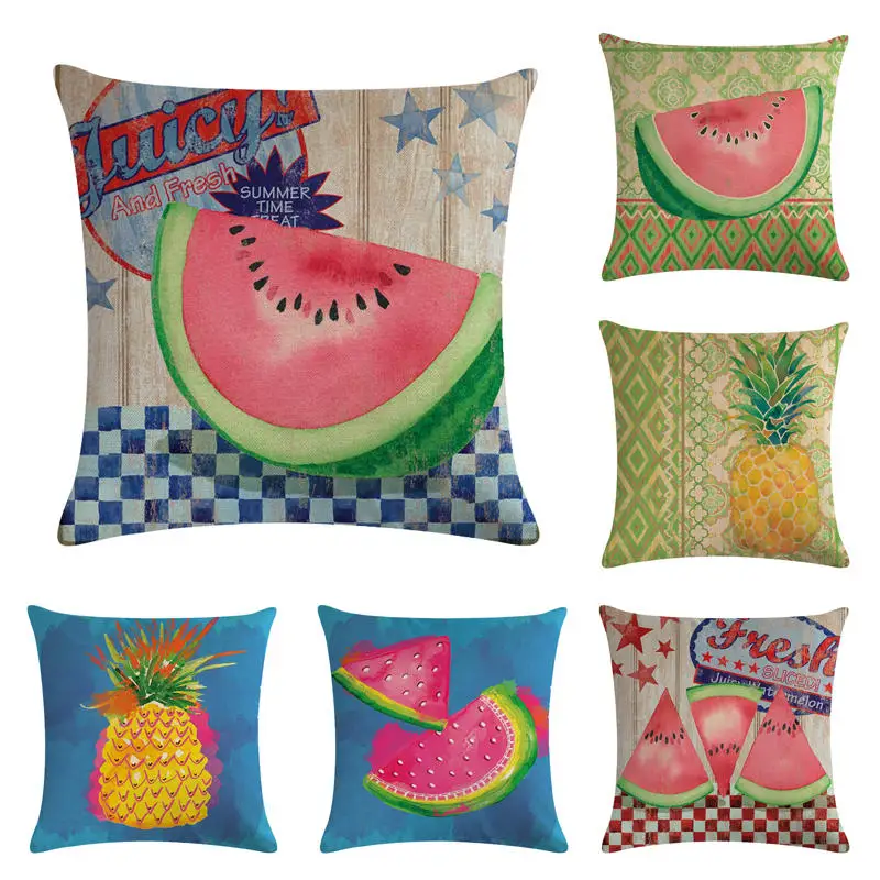 45cm 45cm Watermelon And Pineapple Linen Cotton Cushion Cover And Sofa Pillow Case Home Decorative Pillow Cover Cushion Cover Aliexpress