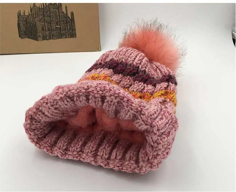 winter hat female beanie faux fur pompon hat knitted pompon beanie winter hat knitted hat winter hats (14)