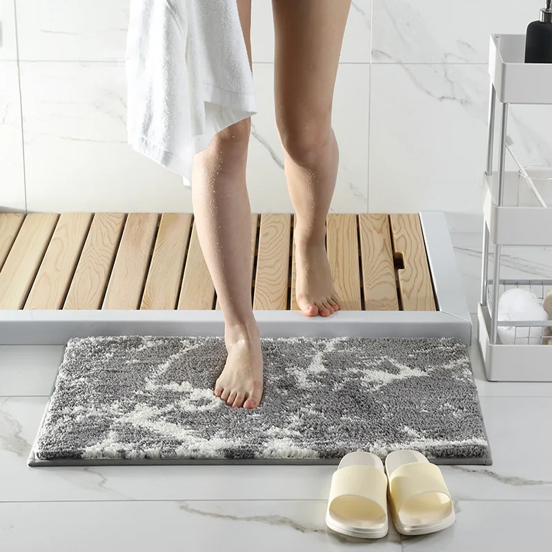 

Small Short no slip area rug soft shaggy mat for Door Floor Marbling long Doormat Kitchen Carpet for shower bathtub Bathroom