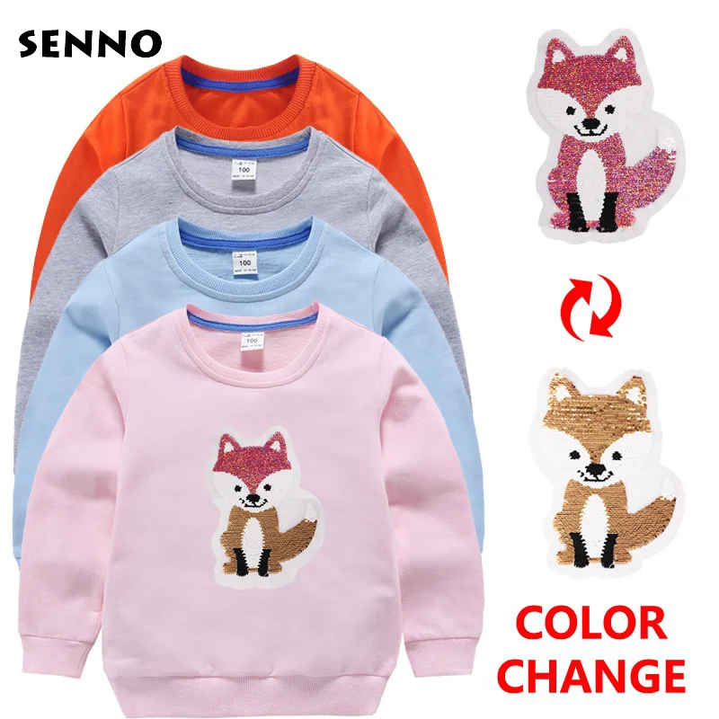 Sudadera con lentejuelas brillantes para niñas, camiseta de para niños y niñas, camisetas de algodón, ropa para - AliExpress Madre y