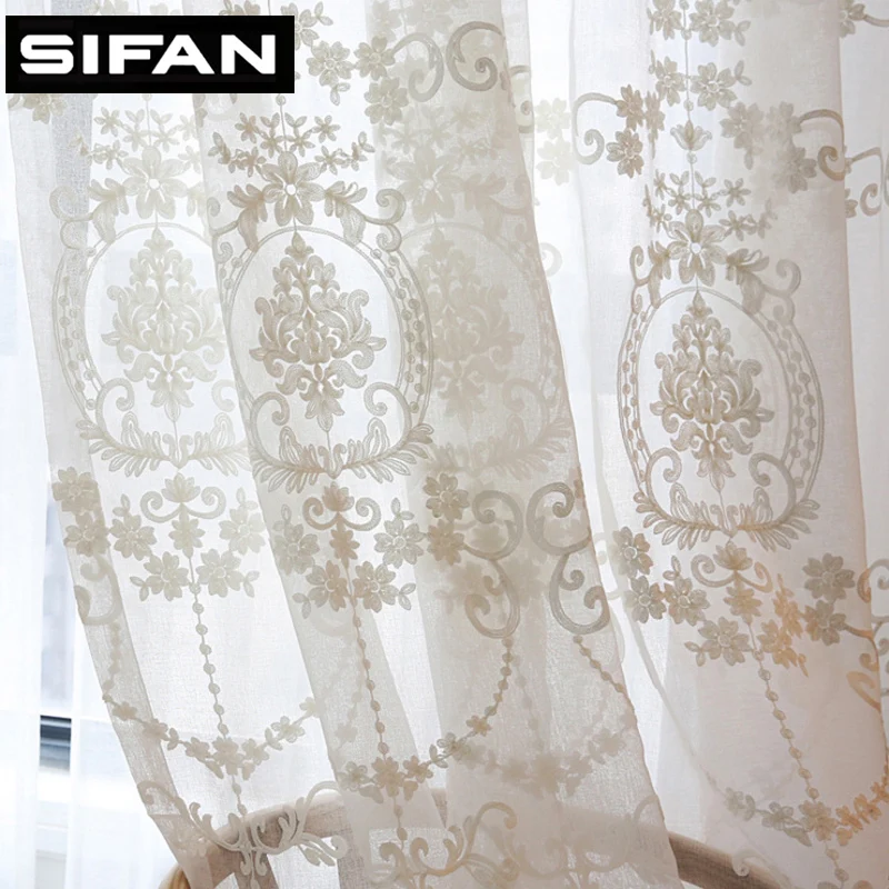 European White Embroidered Voile font b Curtains b font for the font b Bedroom b font