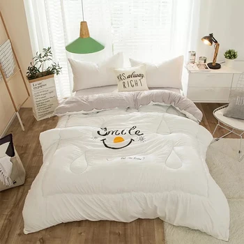 

Luxury cotton Korean seersucker winter quilt warm thick autumn quilt solid color printing full size cotton comforter