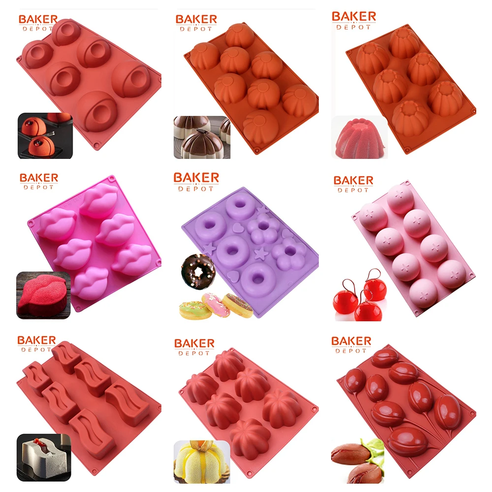 

BAKER DEPOT silicone mold for cake baking jelly pudding pasrty form silicone donut bread bake tool ice soap cake decorated mould