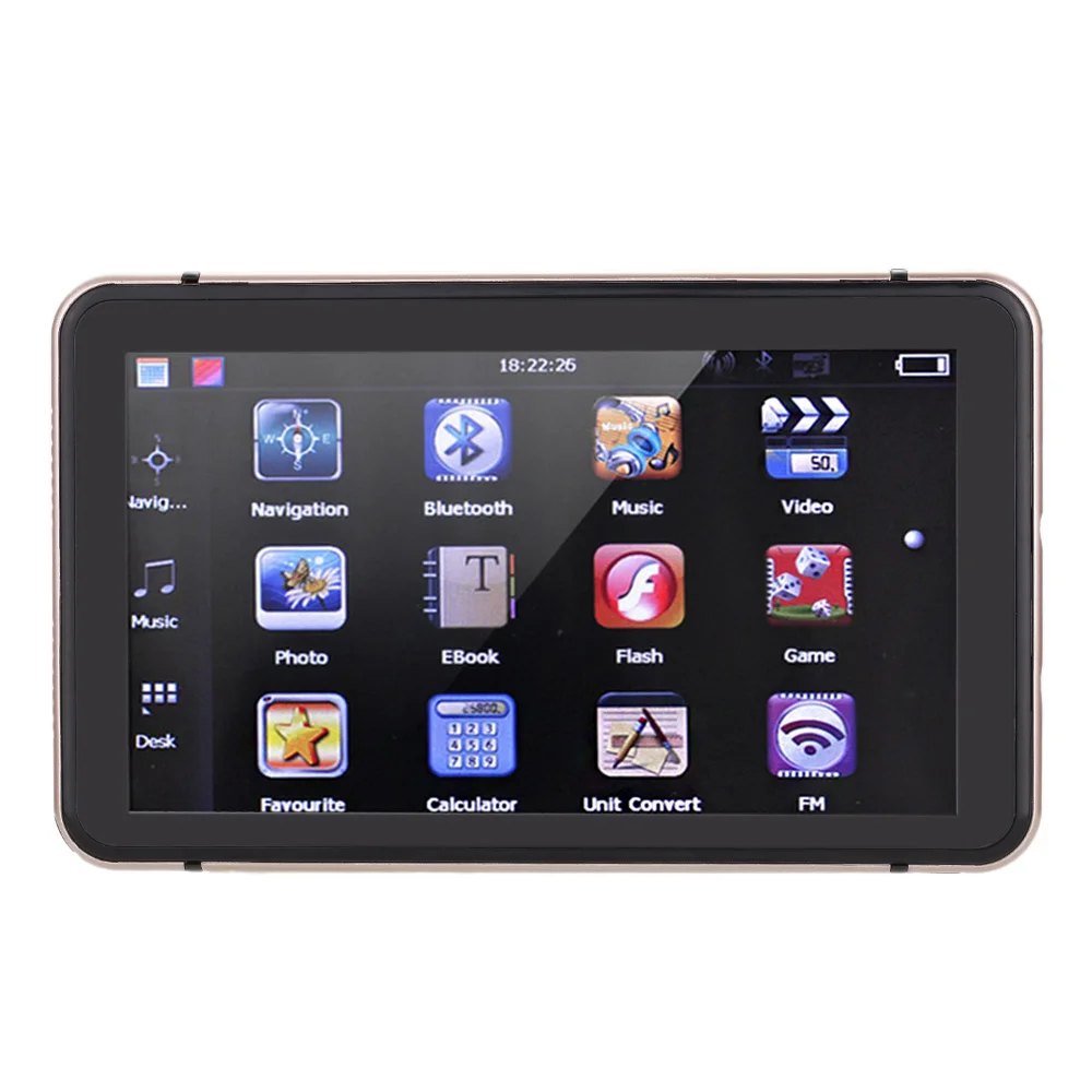 

7" HD Touch Screen Portable Car GPS Navigation 128MB RAM 4GB FM Video Play Champagne Gold Car Navigator with BT +Free Map
