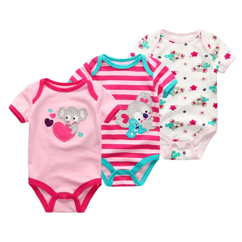 

3pcs/lot Unisex Baby Bodysuits Clothing Cartoon Boy girls short Sleeve Jumpsuits Infantil Bebe Clothes