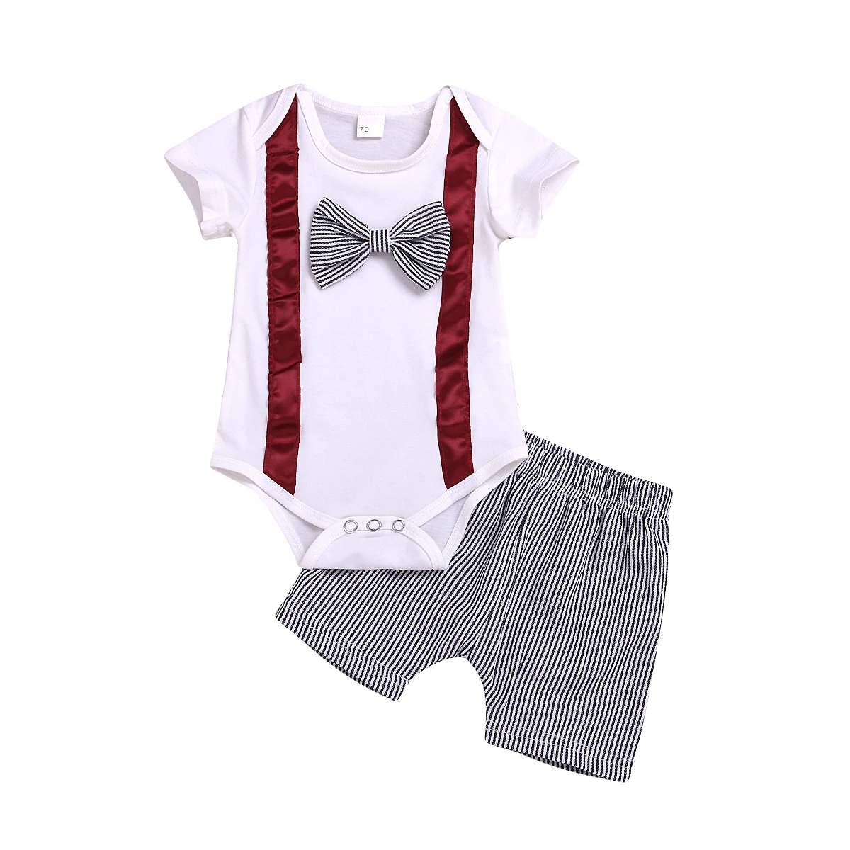 

fashion summer clothing infant baby boys short sleeve gentleman bow tops bodysuits solid shorts newborn clothes sets 2pcs 0-24M